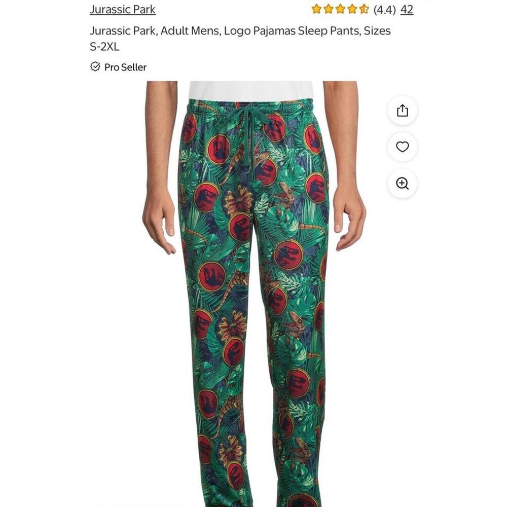 Jurassic Park Men's Sleep Pants, Size 2XL